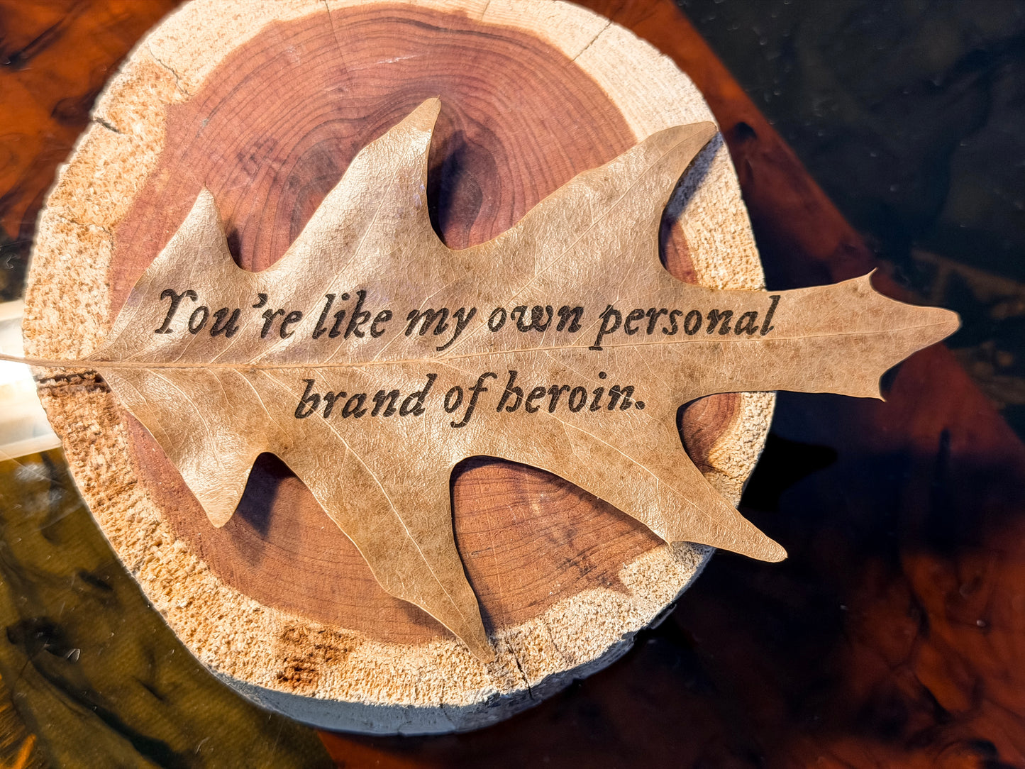 Engraved Oak Leaf